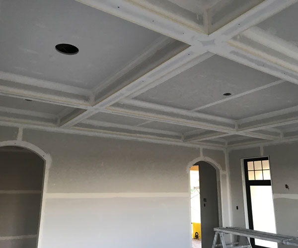 Custom Framed Ceiling with Recessed Lighting Holes